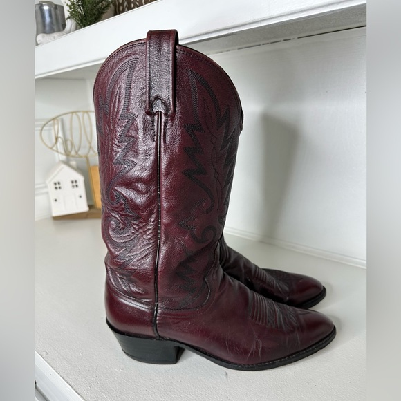 Vintage Dan Post Oxblood Burgundy Classic Western Cowboy Boots Made in USA -10D - Picture 6 of 10